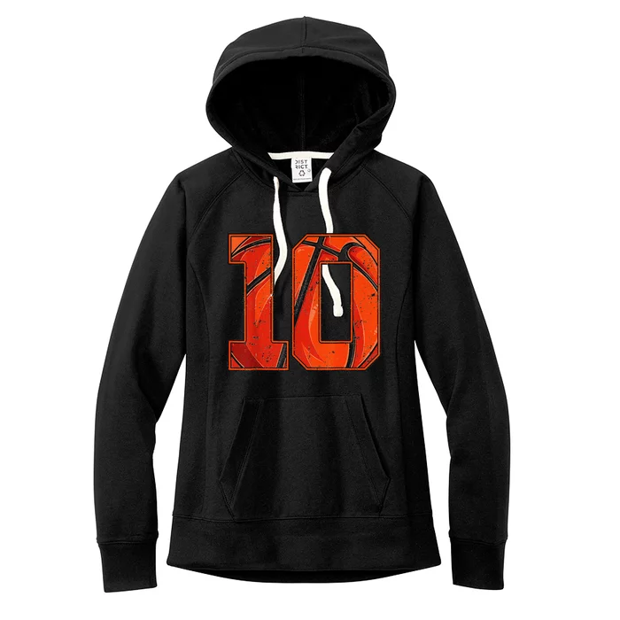 10 Years Old 10th Birthday Basketball Gift For Party Women's Fleece Hoodie