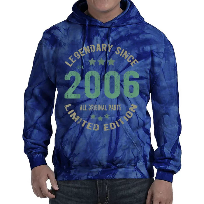 17 Years Old Bday Legend Since 2006 - Vintage 17th Birthday Tie Dye Hoodie