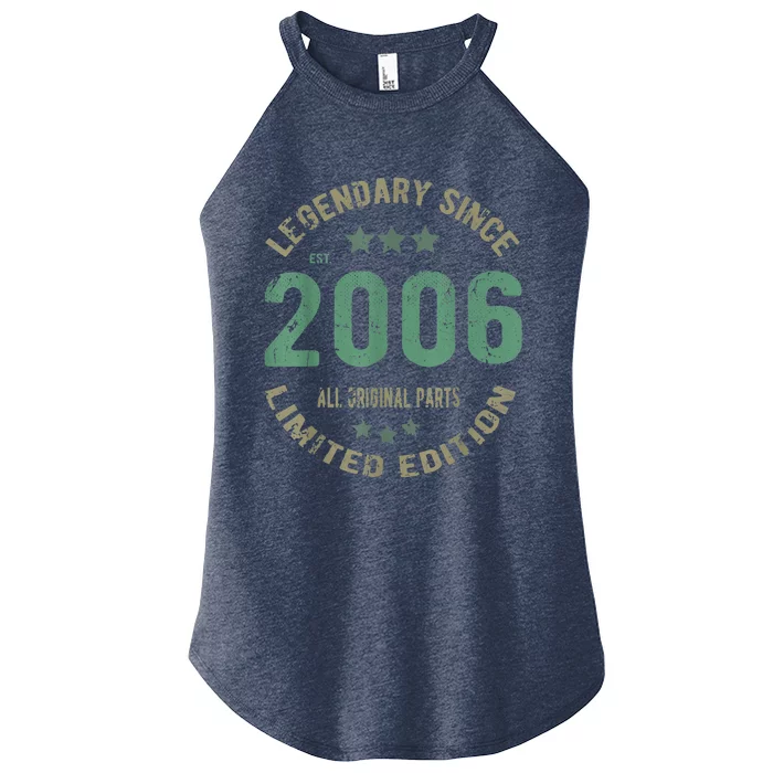 17 Years Old Bday Legend Since 2006 - Vintage 17th Birthday Women’s Perfect Tri Rocker Tank