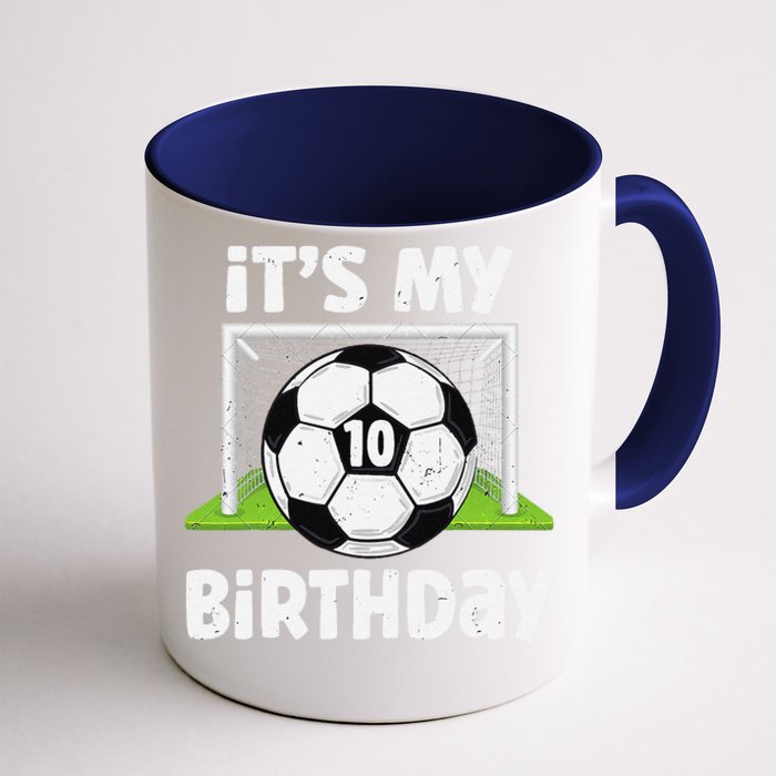 10 Years Old Soccer 10th Birthday Player Bday Party Front & Back Coffee Mug