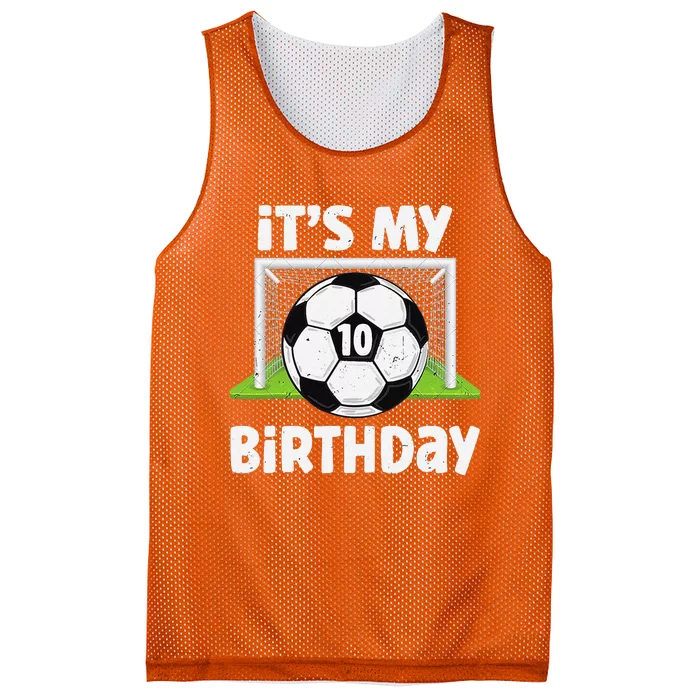 10 Years Old Soccer 10th Birthday Player Bday Party Mesh Reversible Basketball Jersey Tank