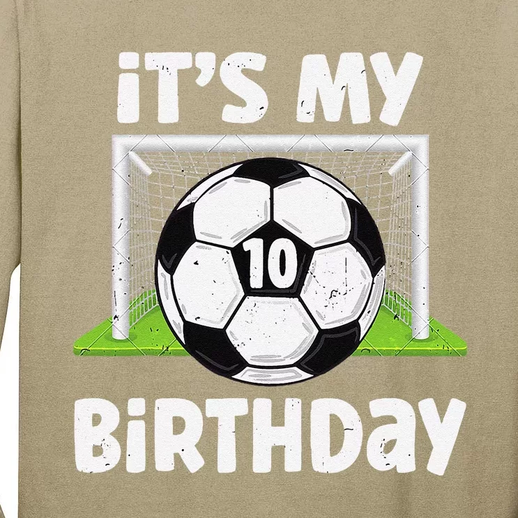 10 Years Old Soccer 10th Birthday Player Bday Party Tall Long Sleeve T-Shirt