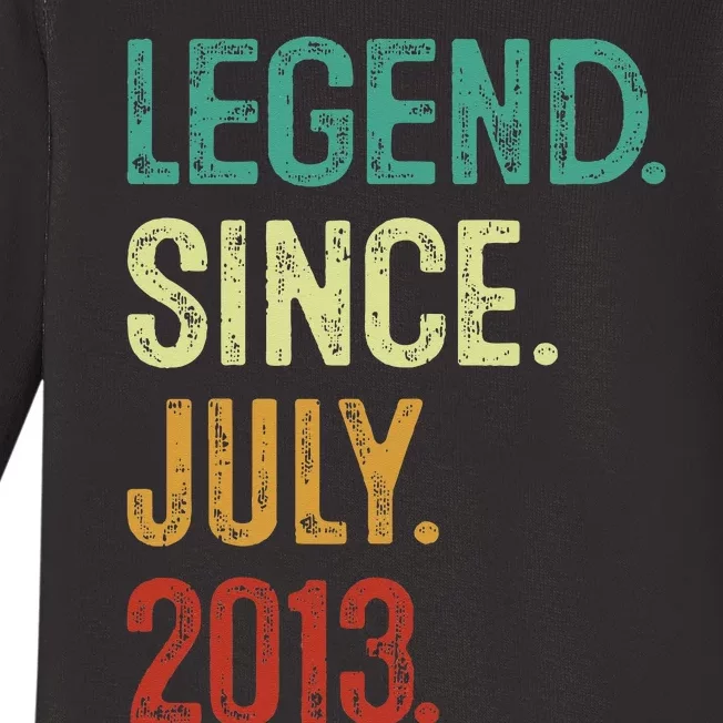 10 Years Old Legend Since July 2013 10th Birthday Baby Long Sleeve Bodysuit