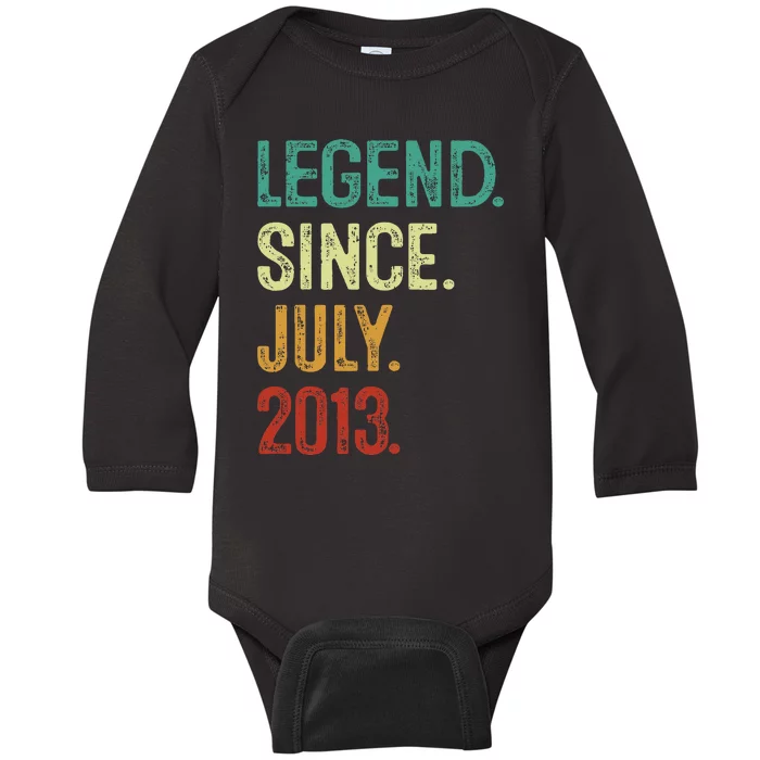 10 Years Old Legend Since July 2013 10th Birthday Baby Long Sleeve Bodysuit