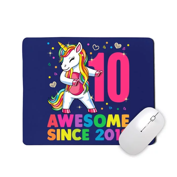 10 Years Old Unicorn Flossing 10th Birthday Girl Party Mousepad