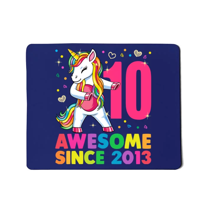 10 Years Old Unicorn Flossing 10th Birthday Girl Party Mousepad