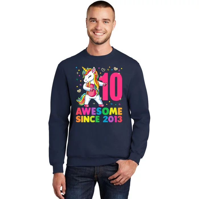 10 Years Old Unicorn Flossing 10th Birthday Girl Party Tall Sweatshirt