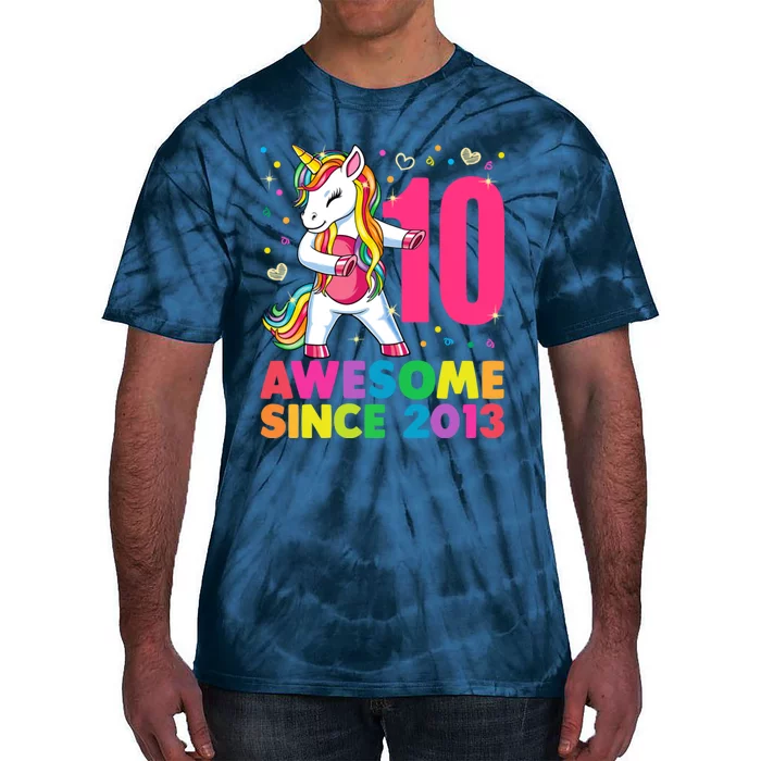 10 Years Old Unicorn Flossing 10th Birthday Girl Party Tie-Dye T-Shirt