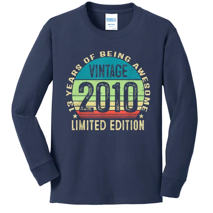 13 Year Old Gift Teen Vintage 2010 13th Birthday Kids Long Sleeve Shirt