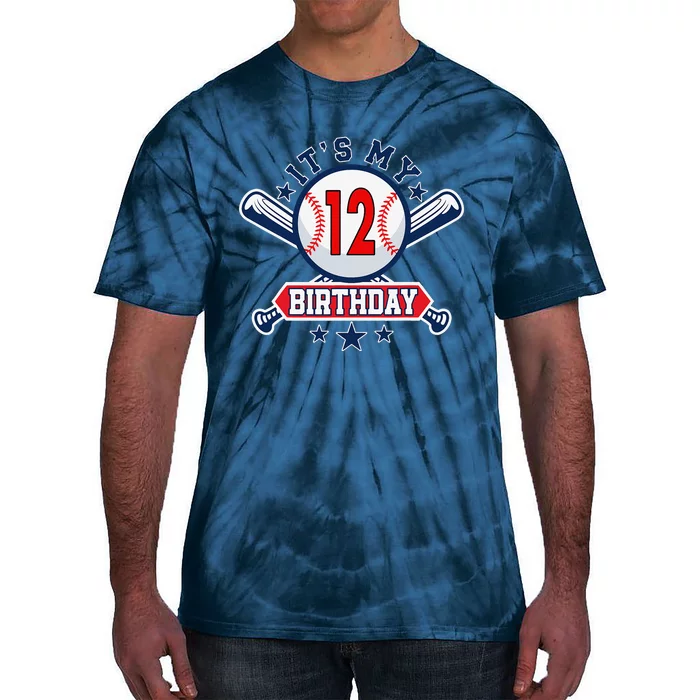 12 Years Old Baseball Player 12th Birthday Party Tie-Dye T-Shirt