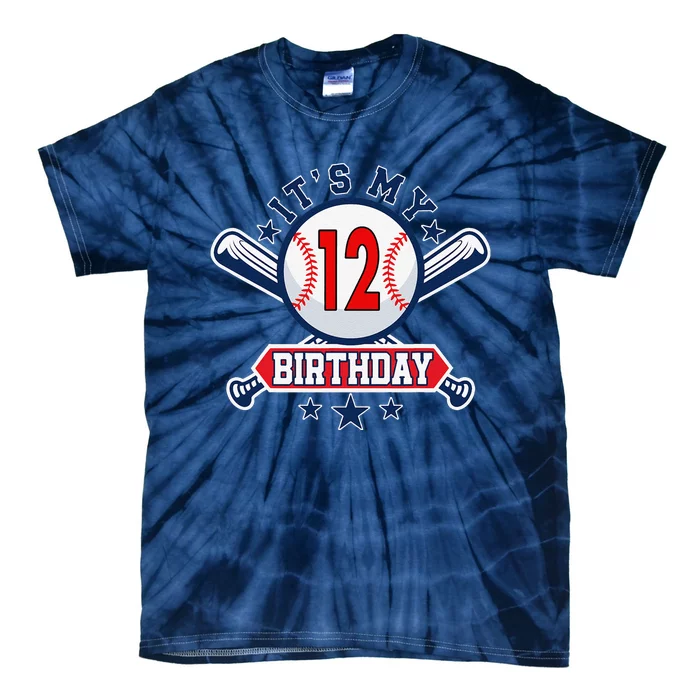 12 Years Old Baseball Player 12th Birthday Party Tie-Dye T-Shirt