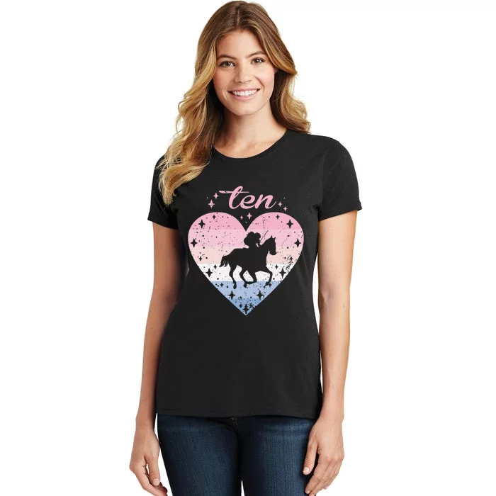 10 Year Old Cute Horse Riding Birthday Women's T-Shirt