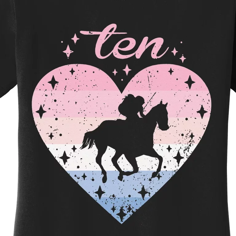 10 Year Old Cute Horse Riding Birthday Women's T-Shirt