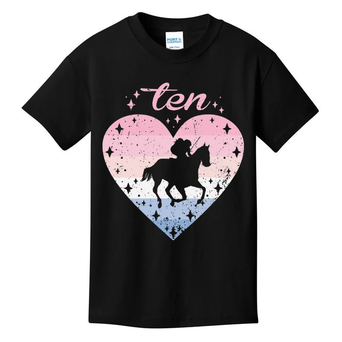 10 Year Old Cute Horse Riding Birthday Kids T-Shirt