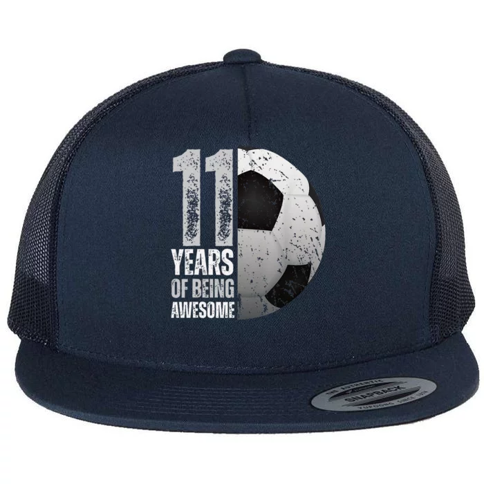 11 Year Old Soccer 11th Birthday Player Bday Party Flat Bill Trucker Hat