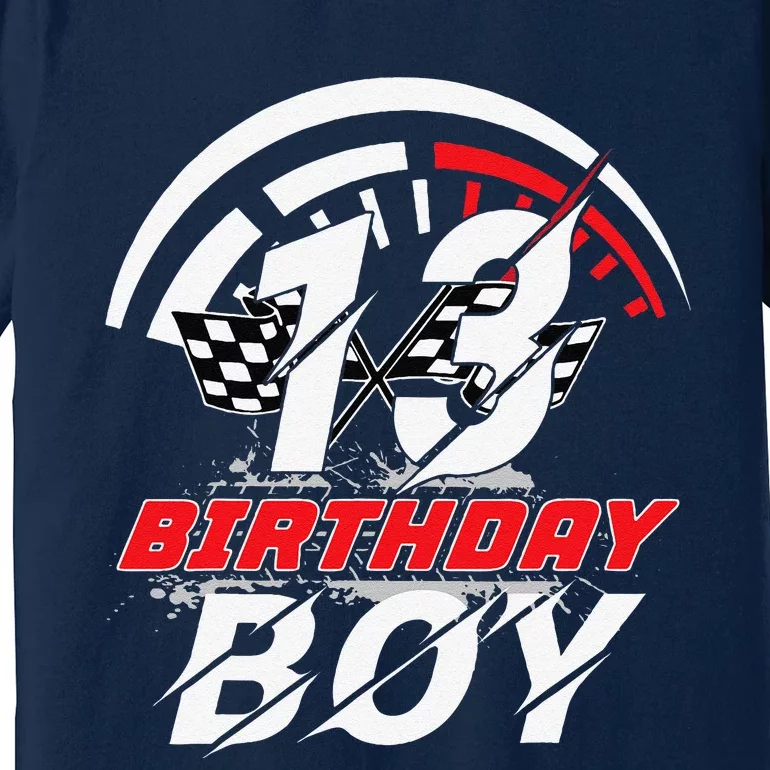 13 Year Old Race Car 13th Birthday Party Racing Pit Crew Premium T-Shirt