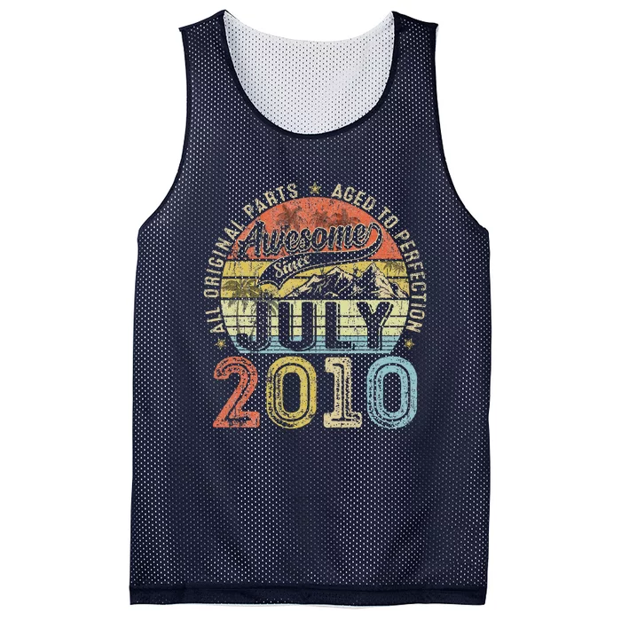 13 Year Old Vintage July 2010 Born In 2010 13th Birthday Mesh Reversible Basketball Jersey Tank