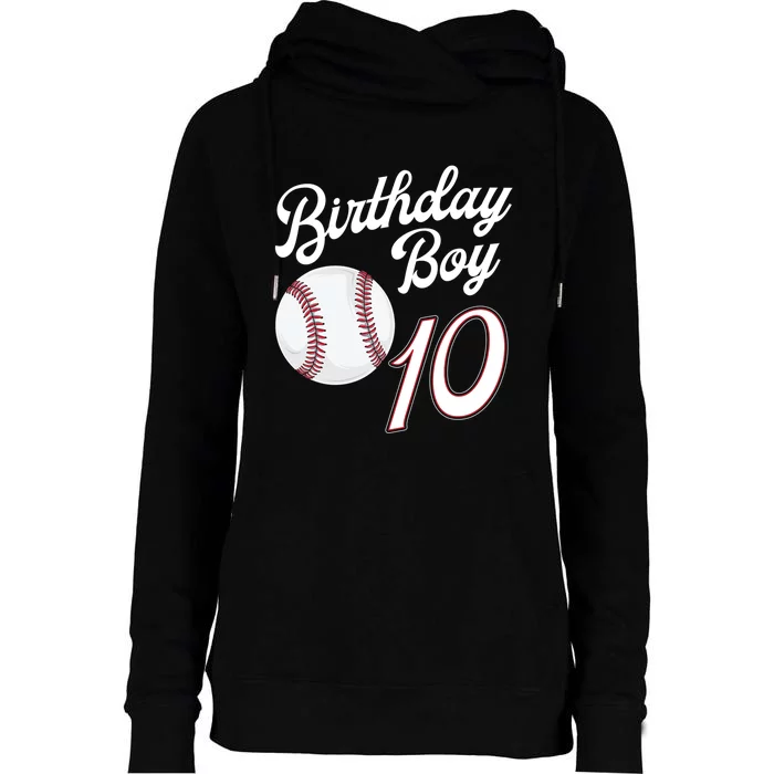 10 Years Old Baseball Themed 10th Birthday Party Sports Womens Funnel Neck Pullover Hood