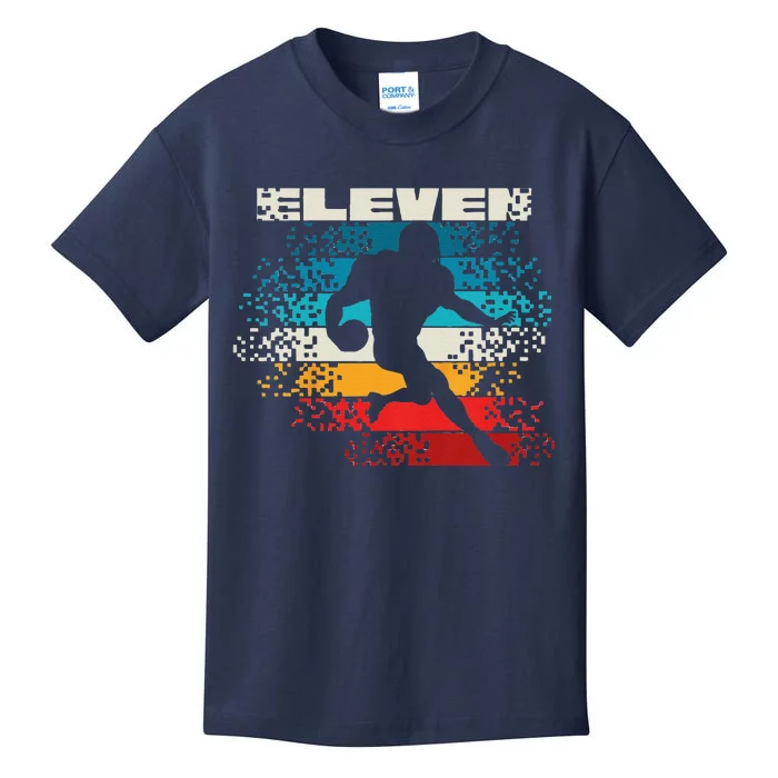 11 Year Old 11th Vintage Retro Football Birthday Party Kids T-Shirt