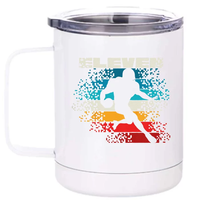 11 Year Old 11th Vintage Retro Football Birthday Party Front & Back 12oz Stainless Steel Tumbler Cup