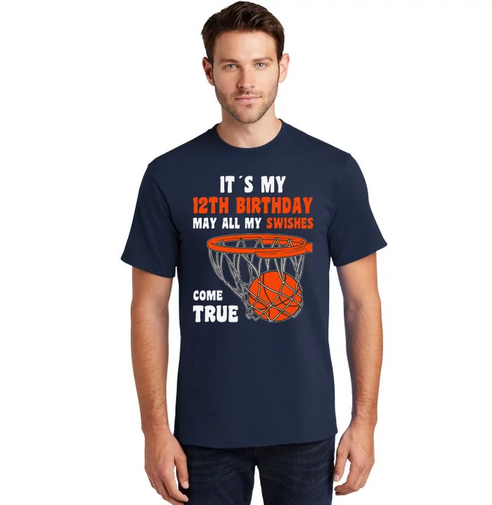 12 Year Old Happy 12th Birthday Basketball 12th Birthday Tall T-Shirt