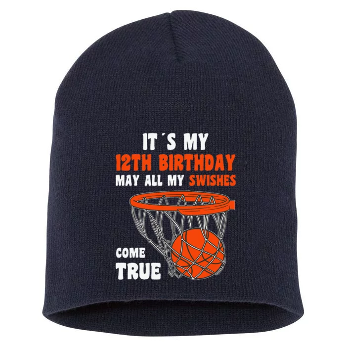 12 Year Old Happy 12th Birthday Basketball 12th Birthday Short Acrylic Beanie