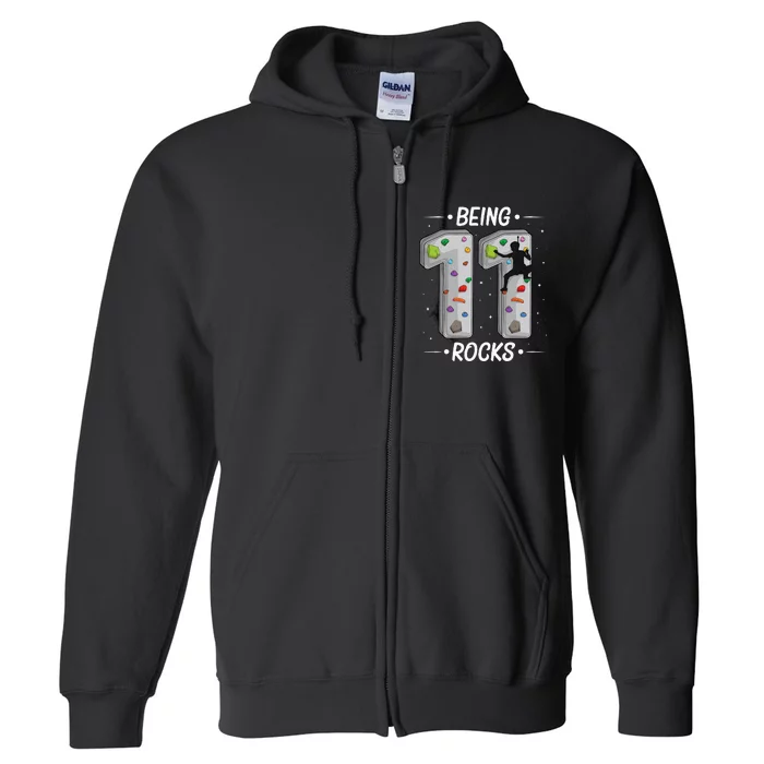 11 Year Old Rock Climbing 11th Birthday Adventures Climber Full Zip Hoodie