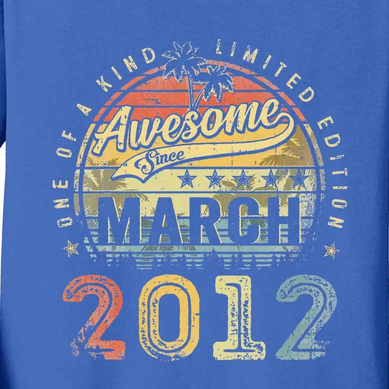 11 Year Old Awesome Since March 2012 11th Birthday Kids Long Sleeve Shirt