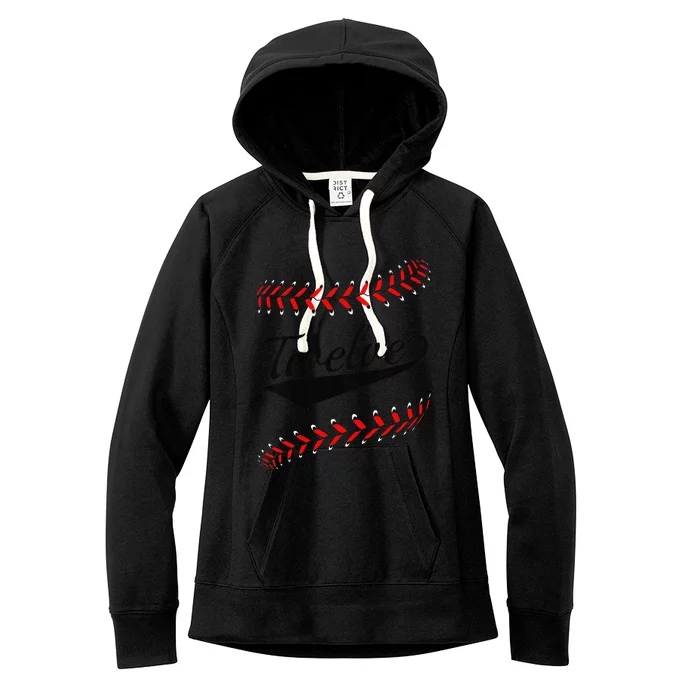 12 Year Old 12th Baseball Softball Birthday Party Women's Fleece Hoodie