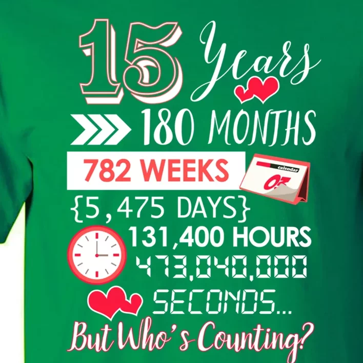 15 Years Of Marriage Happily Married Couple 15th Wedding Anniversary Gift Tall T-Shirt