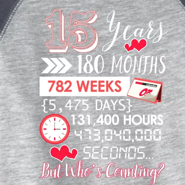 15 Years Of Marriage Happily Married Couple 15th Wedding Anniversary Gift Toddler Fine Jersey T-Shirt