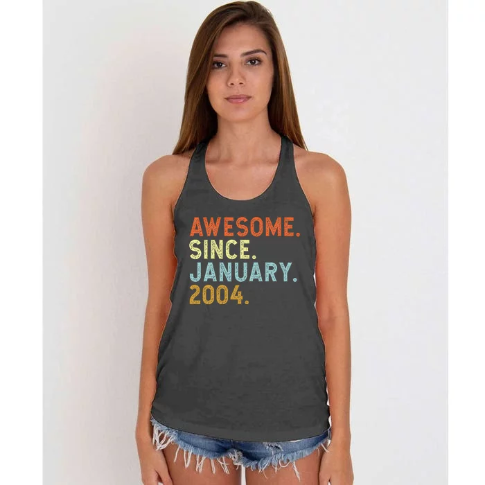 19 Years Old Awesome Since January 2004 18th 19 Birthday Women's Knotted Racerback Tank