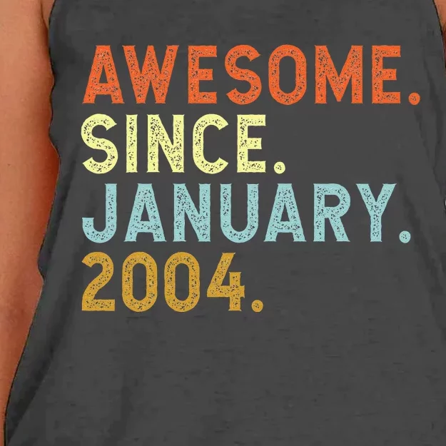 19 Years Old Awesome Since January 2004 18th 19 Birthday Women's Knotted Racerback Tank