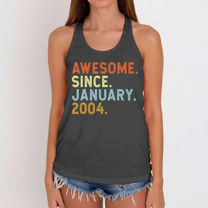 19 Years Old Awesome Since January 2004 18th 19 Birthday Women's Knotted Racerback Tank