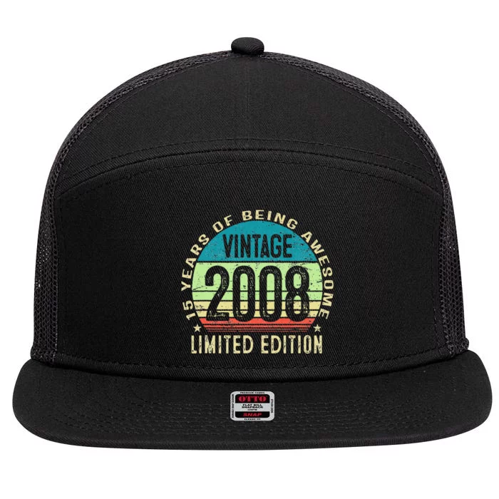 15 Year Old Giftss N Vintage 2008 15th Birthday 7 Panel Mesh Trucker Snapback Hat