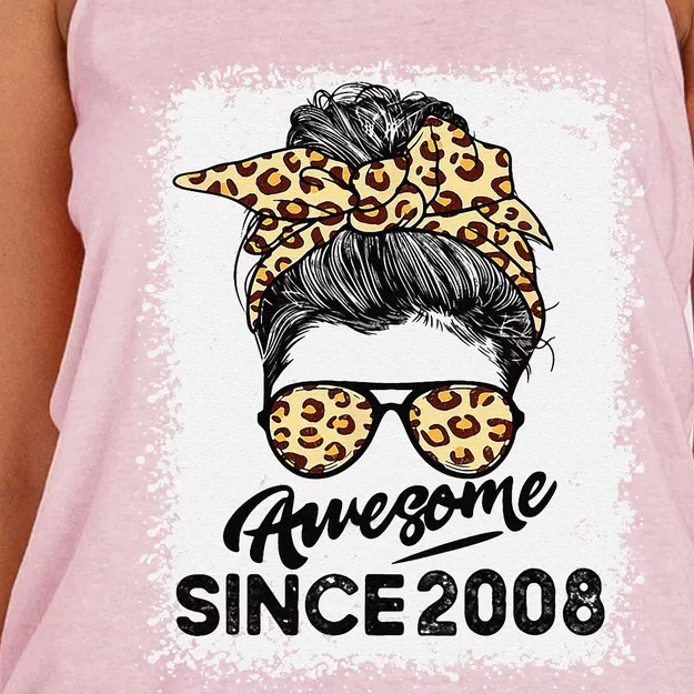 15 Year Old Awesome Since 2008 15th Birthday Giftsn Women's Knotted Racerback Tank