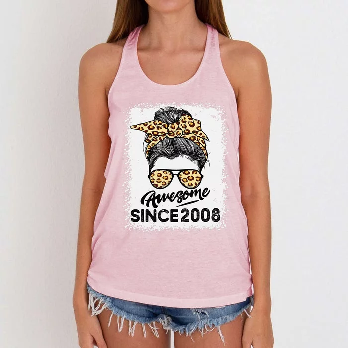 15 Year Old Awesome Since 2008 15th Birthday Giftsn Women's Knotted Racerback Tank