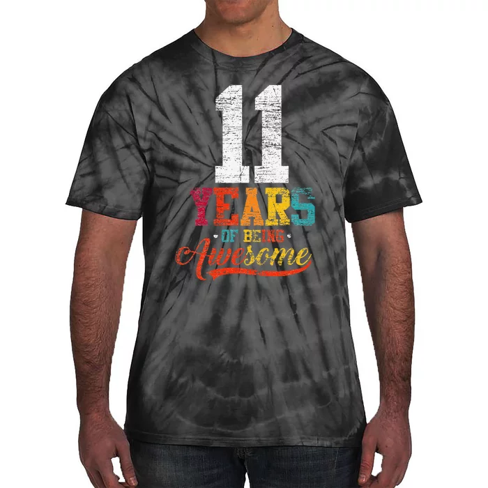 11 Years Of Being Awesome Gifts 11 Years Old 11th Birthday Tie-Dye T-Shirt