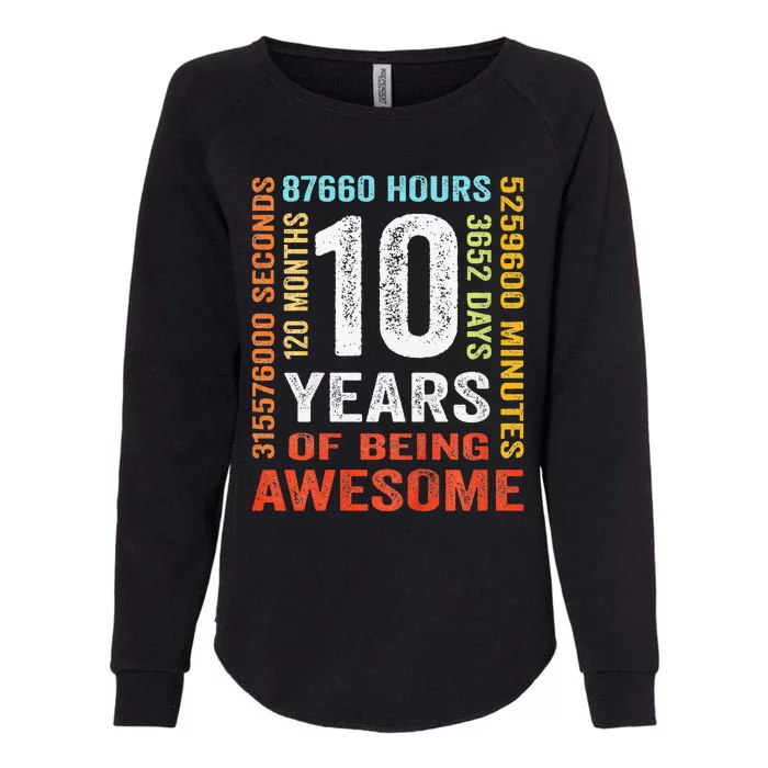 10 Years Old 10th Birthday Gift Vintage Retro 120 Months Womens California Wash Sweatshirt