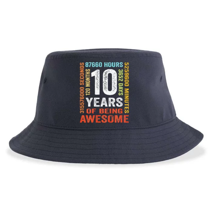 10 Years Old 10th Birthday Gift Vintage Retro 120 Months Sustainable Bucket Hat