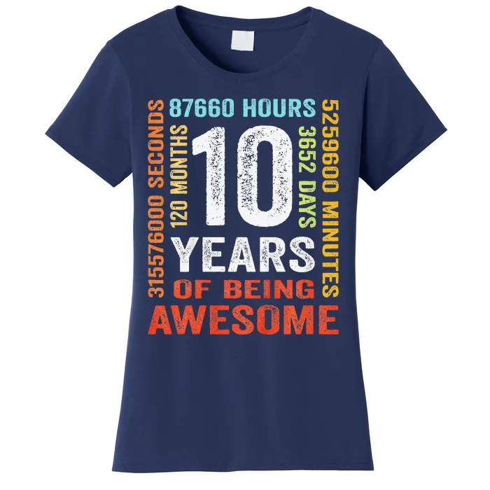 10 Years Old 10th Birthday Gift Vintage Retro 120 Months Women's T-Shirt