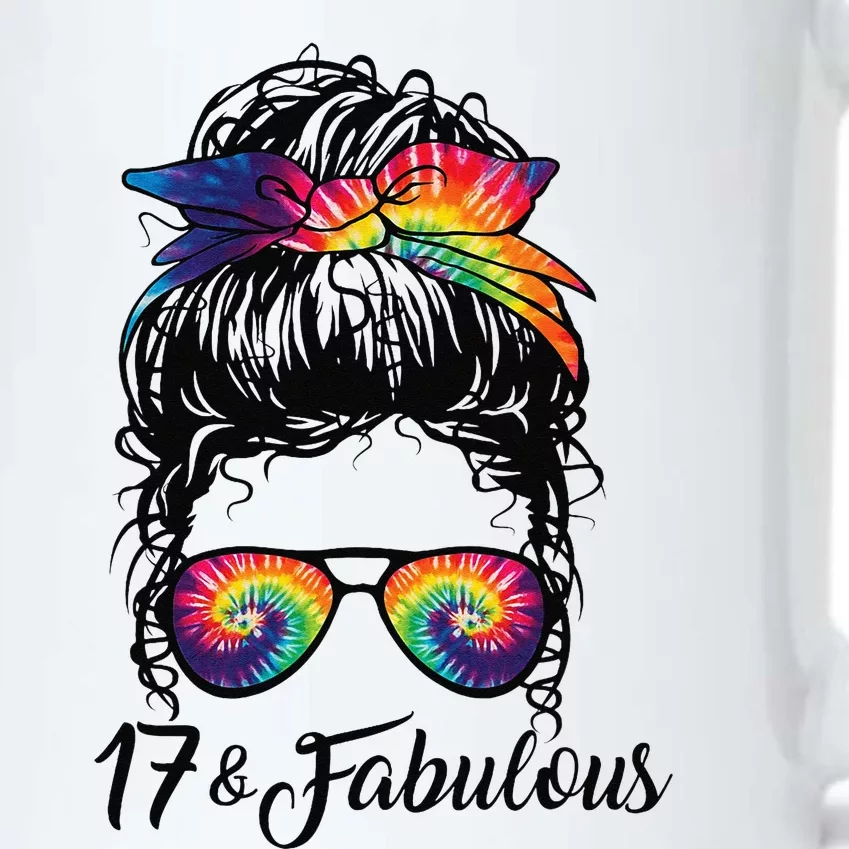 17 Years Old Fabulous Messy Bun Tie Dye 17th Birthday Black Color Changing Mug