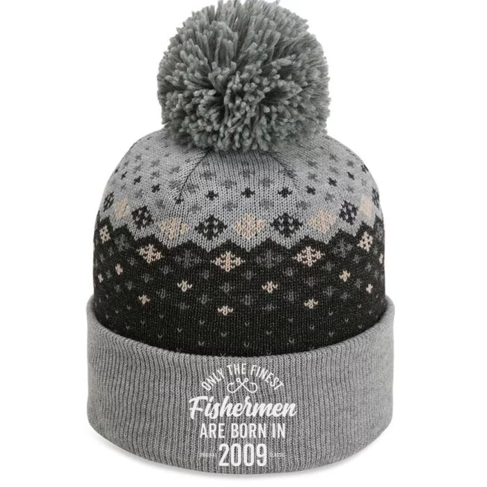 14 Year Old Fisherman Fishing 2009 14th Birthday The Baniff Cuffed Pom Beanie