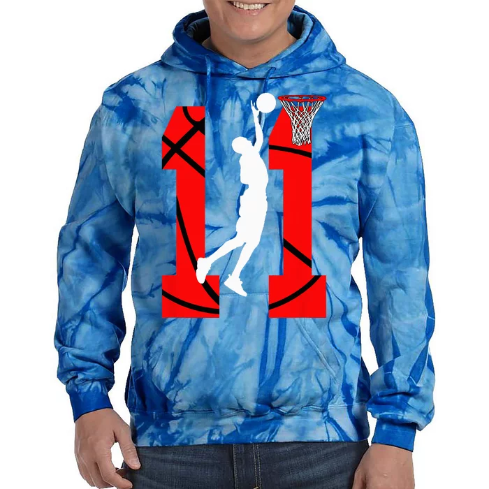 11 Years Old 11th Birthday Basketball Lovers Tie Dye Hoodie