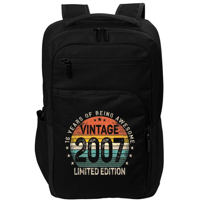 16 Years Old 2007 Vintage 16th Birthday Impact Tech Backpack