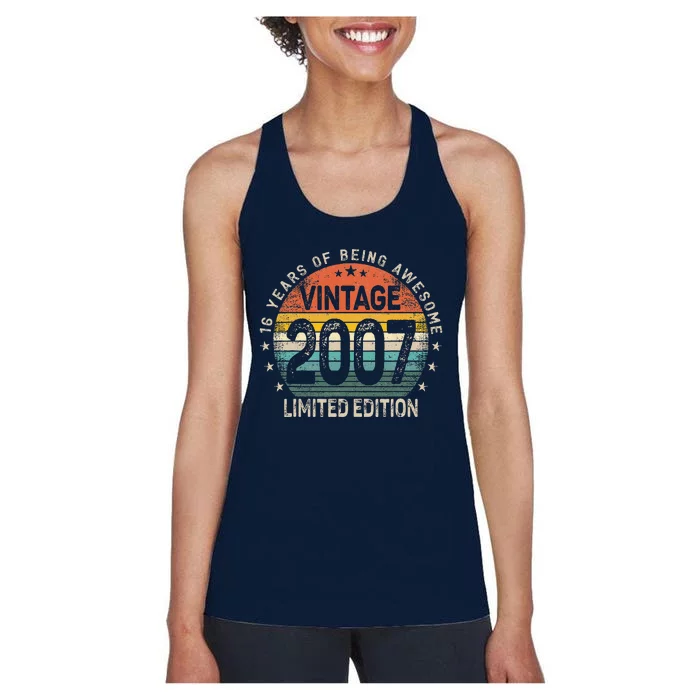 16 Years Old 2007 Vintage 16th Birthday Women's Racerback Tank