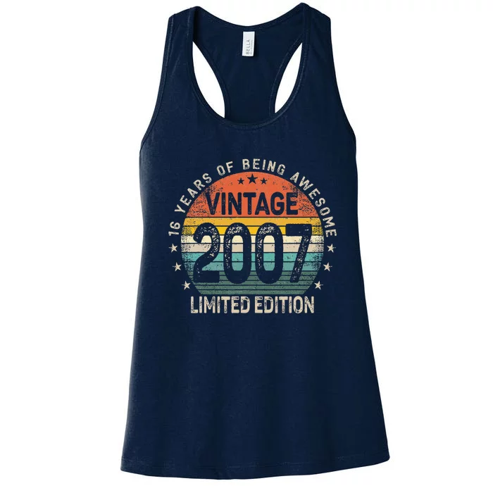 16 Years Old 2007 Vintage 16th Birthday Women's Racerback Tank