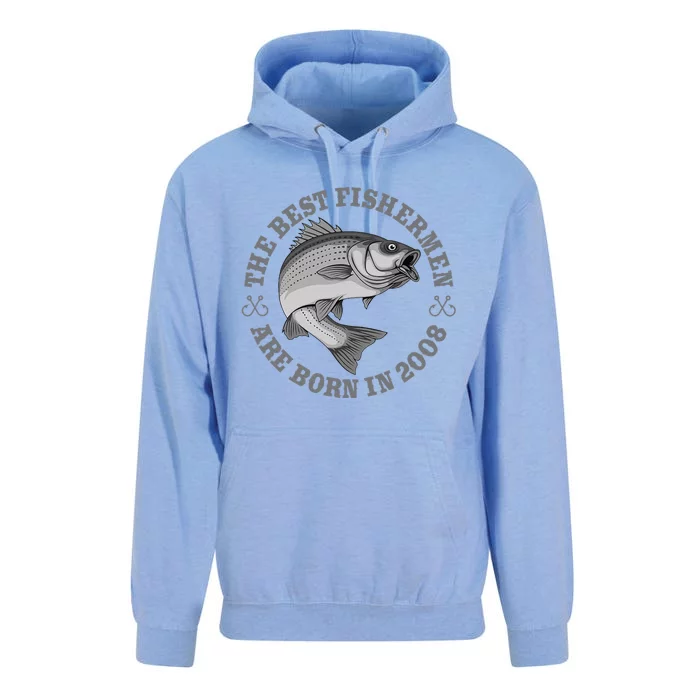 15 Year Old Fisherman Fishing 2008 15th Birthday Gift Unisex Surf Hoodie