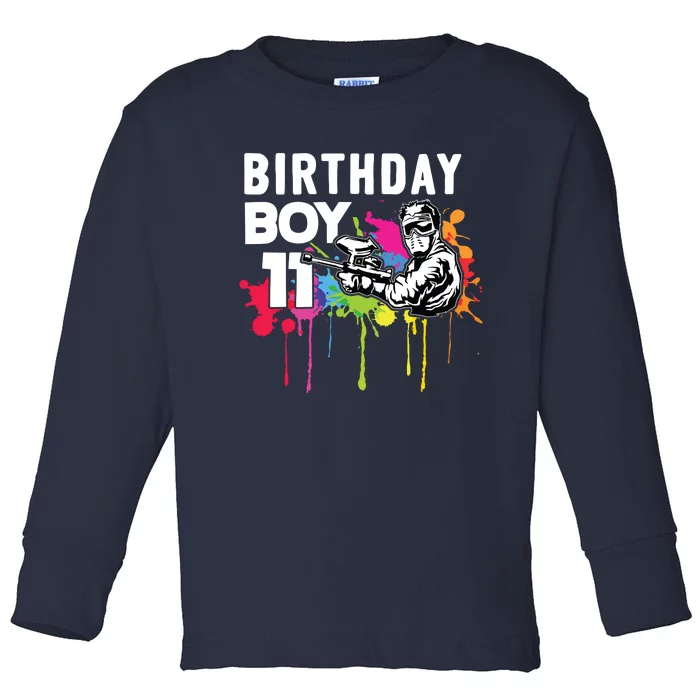 11 Years Old Paintballer Gear Gift 11th Paintball Birthday Toddler Long Sleeve Shirt