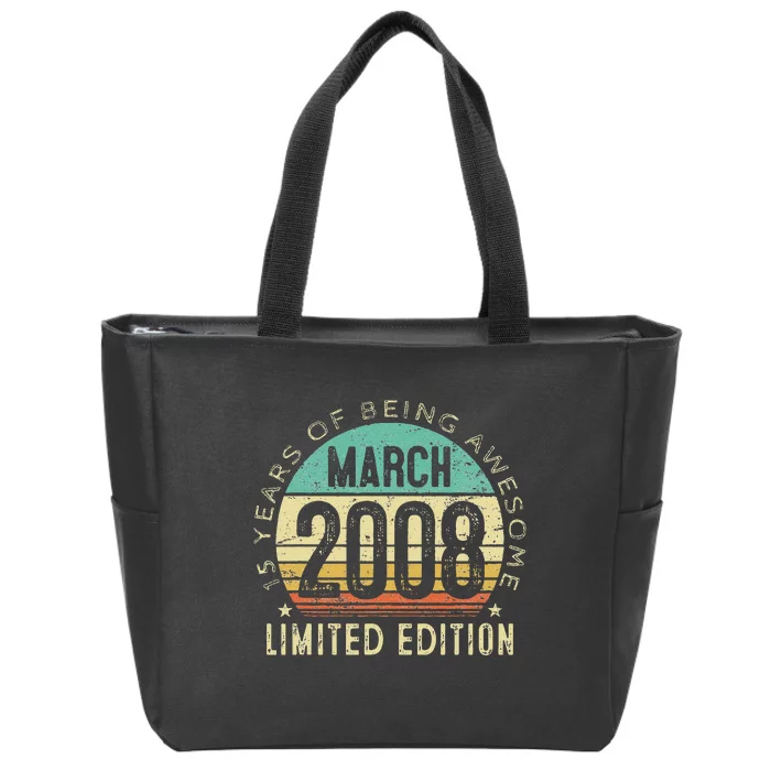 15 Year Oldss N Vintage March 2008 15th Birthday Zip Tote Bag